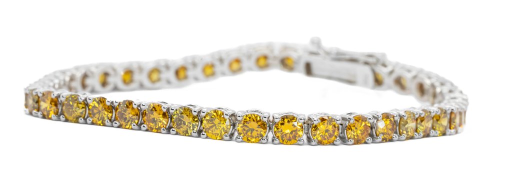 Armband - 18 kt Weißgold, N. Fancy Dunkelorange/Gelb -  9.50ct. tw. Diamant  (Natürlich farbig) #3.1