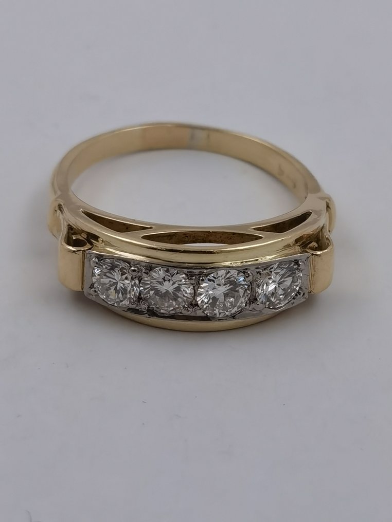 戒指 - 14K包金 黄金 钻石  (天然) #1.1