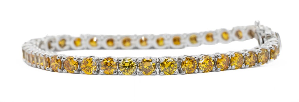 Armband - 18 kt Weißgold, N. Fancy Dunkelorange/Gelb -  9.50ct. tw. Diamant  (Natürlich farbig) #1.1