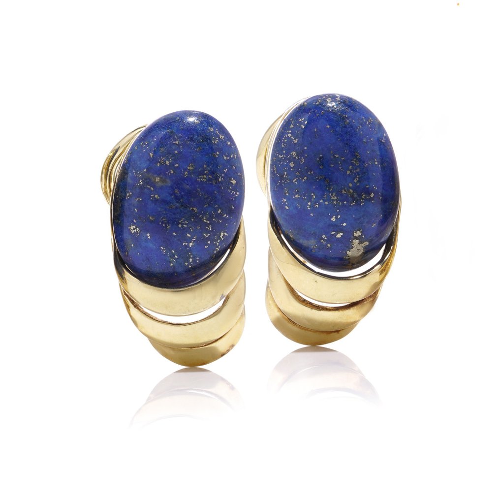 Drop fülbevaló - 14 kt. Sárga arany Lapis lazuli #1.2