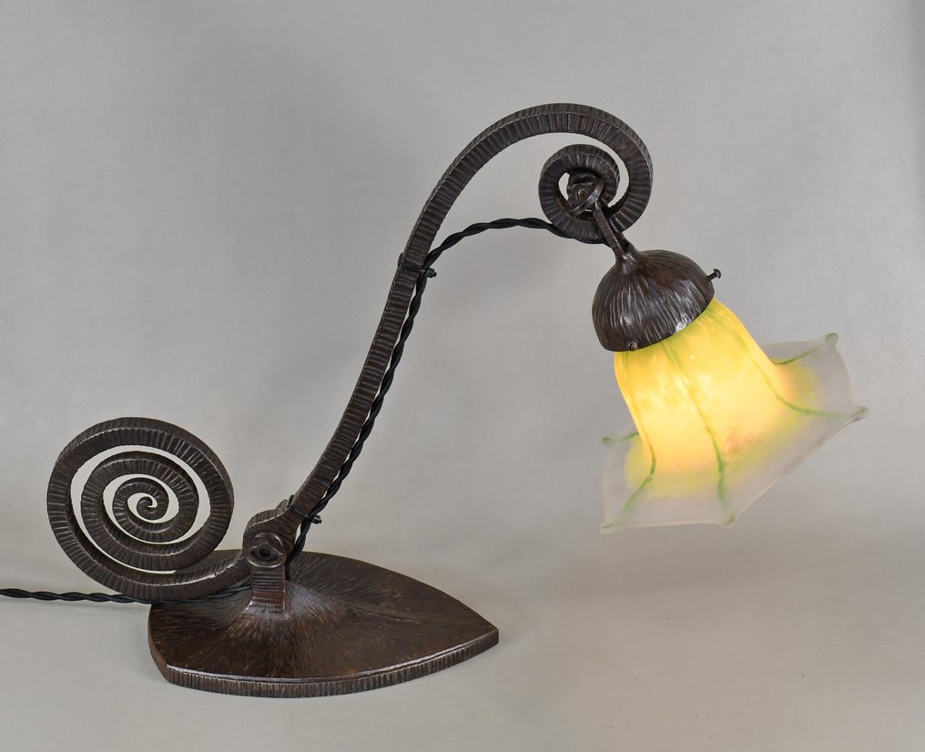 Daum - French art deco desk lamp - 灯具 - 玻璃, 熟铁 #2.1