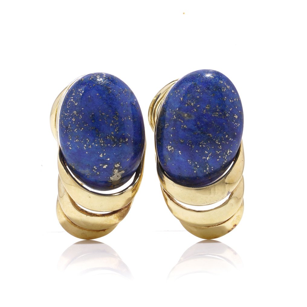 Drop fülbevaló - 14 kt. Sárga arany Lapis lazuli #2.1