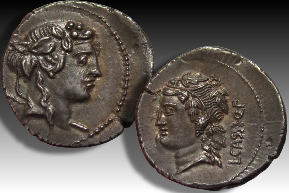 Romeinse Republiek. L. Cassius Longinus. Rome 78 B.C.. Denarius Rome mint - Struck from fresh dies & beautifully toned - rare in this high quality #2.1