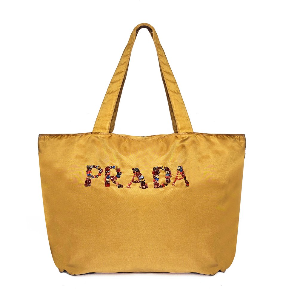 Prada - Tessuto Nylon Senape con Logo Applicazioni - Τσάντα ώμου #1.1