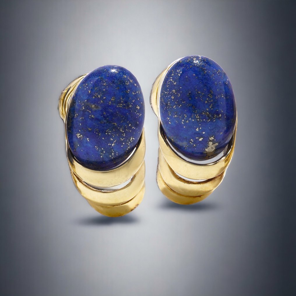 Drop fülbevaló - 14 kt. Sárga arany Lapis lazuli #1.1
