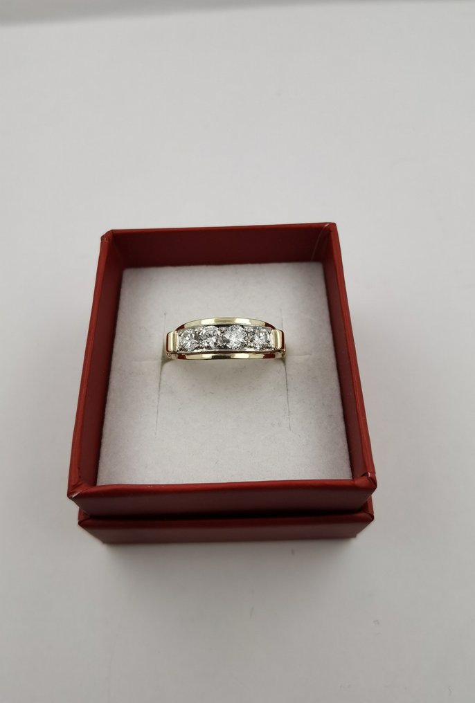 Ring - 14 kt Gult guld Diamant  (Natural)  #1.2