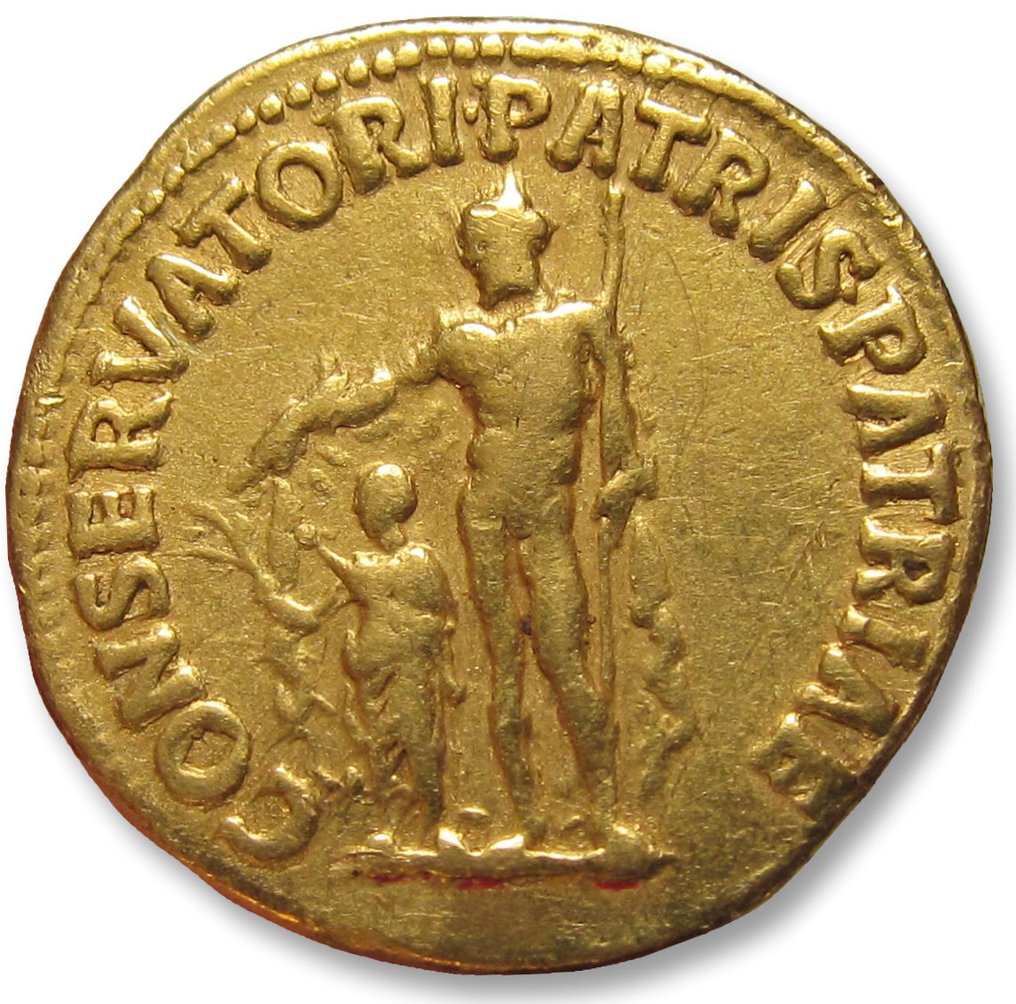 Empire romain. Trajan (98-117 apr. J.-C.). Aureus Rome mint 113-114 A.D. - CONSERVATORI PATRIS PATRIAE - comes with French Export license #2.3