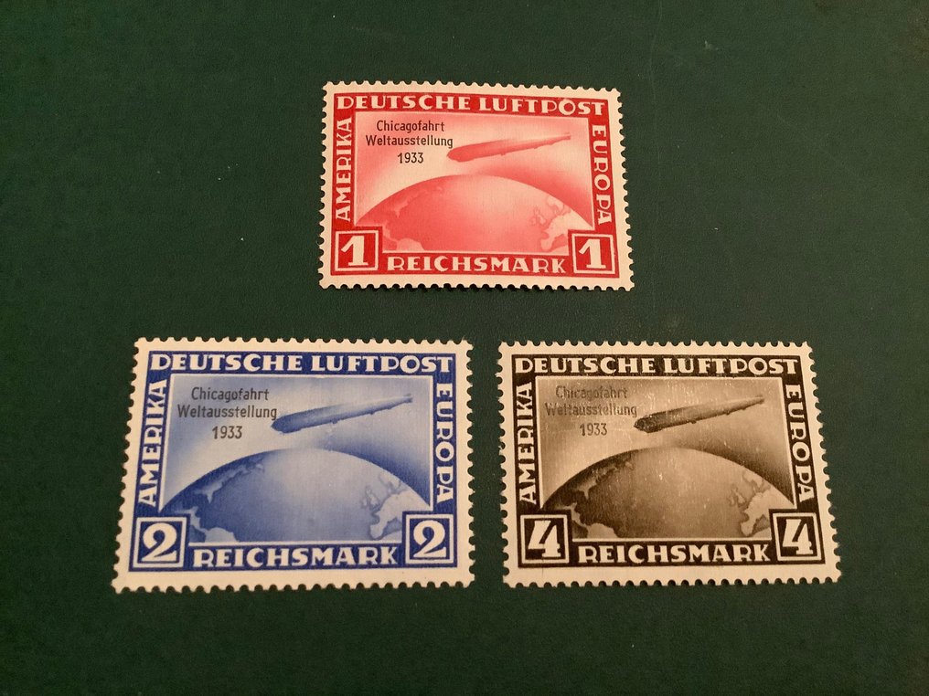 Imperiu German 1933 - Chicagofarth cu certificat foto Balasse - Michel 496/498 #3.2