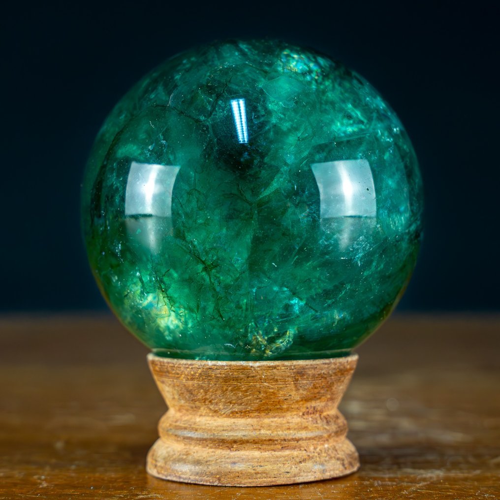 Natural A+++ Semi-Transparent Green Fluorite Sphere- 610.48 g #1.1