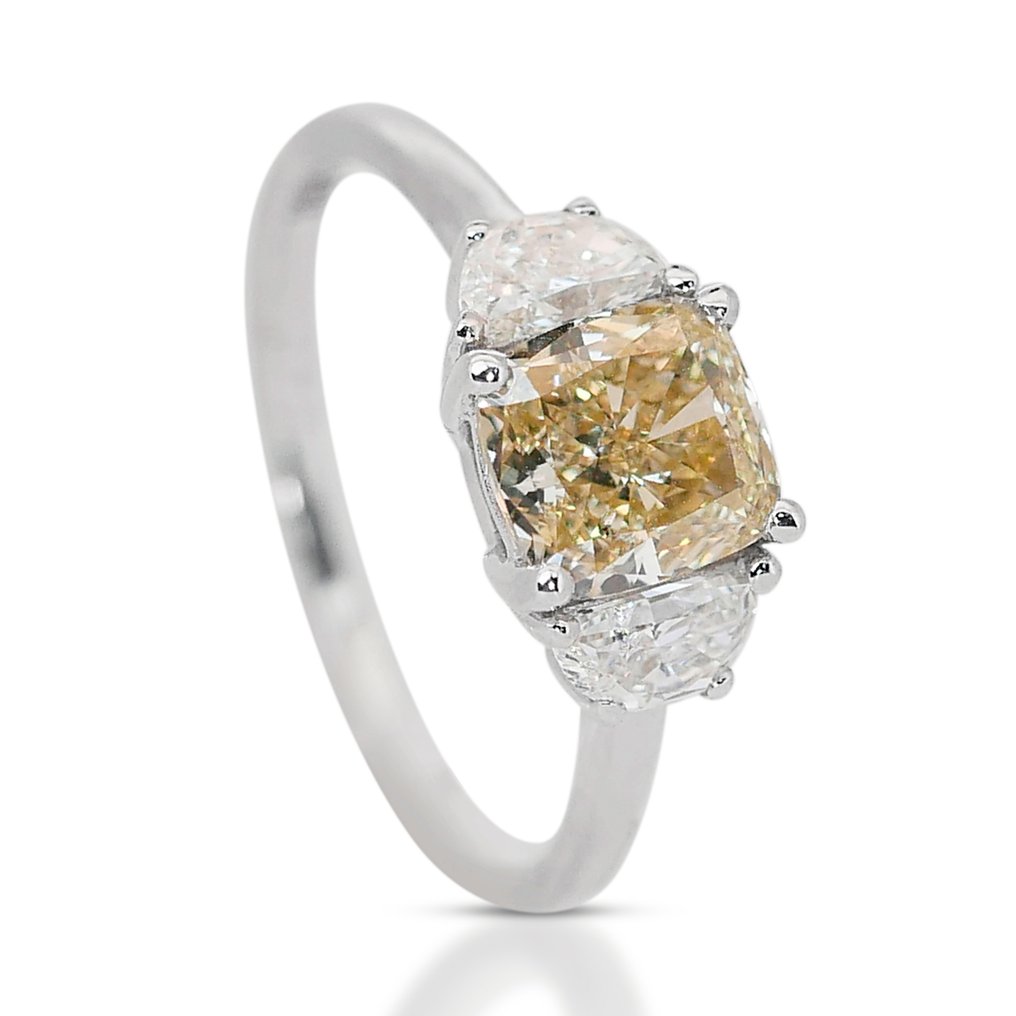 Ring Hvitt gull Diamant  (Naturlig) - Diamant #2.1