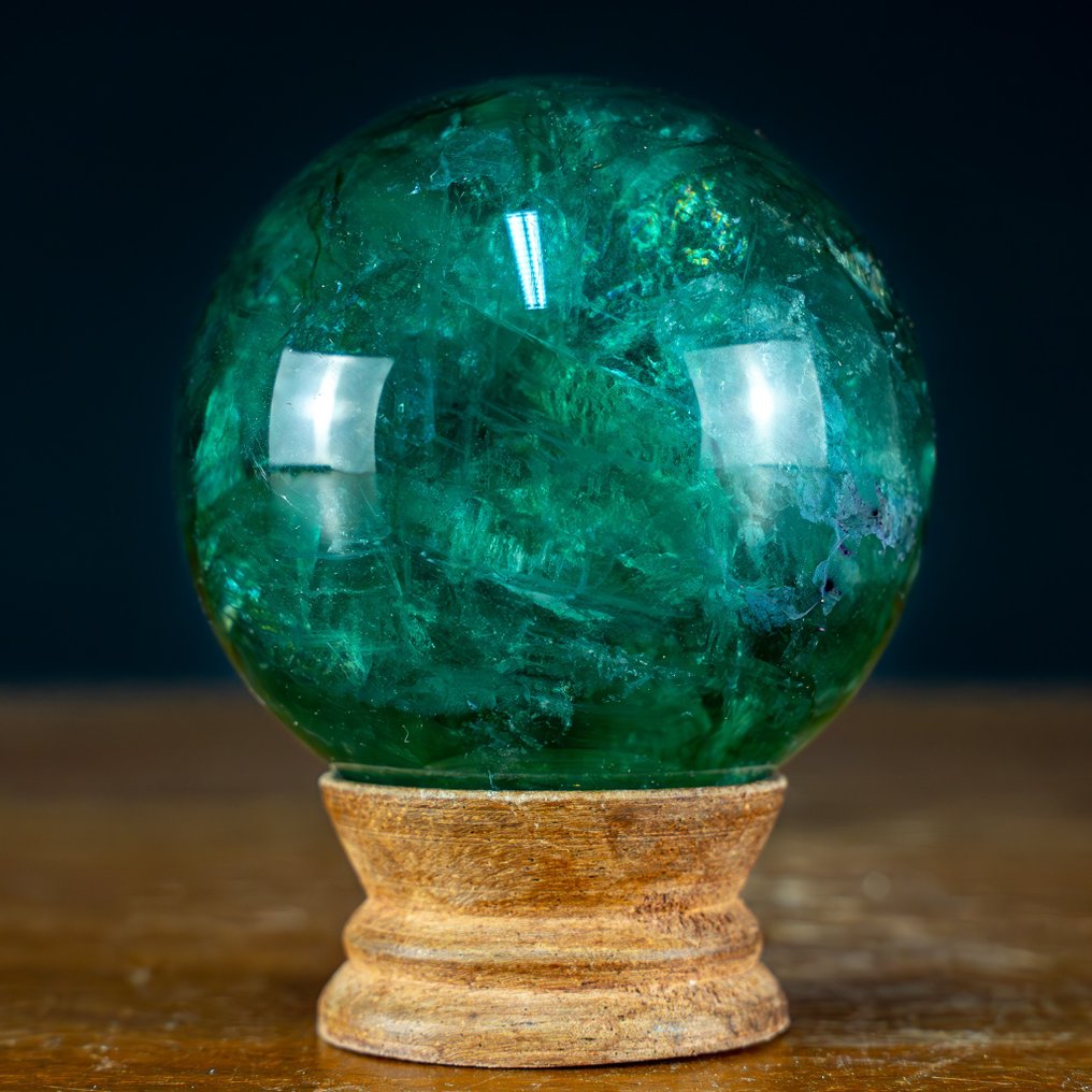 Natural A+++ Semi-Transparent Green Fluorite Sphere- 610.48 g #2.1