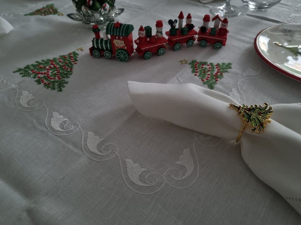 Tovaglia natalizia puro lino - Tischtuch  - 270 cm - 175 cm #3.2