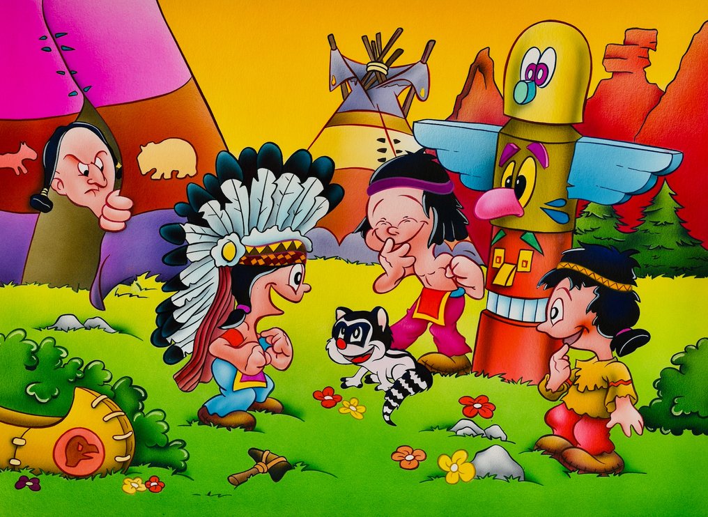 Arend, Dirk - 1 原始彩色画作 + 拼图 - Hiawatha - (jaren 1970) #3.2