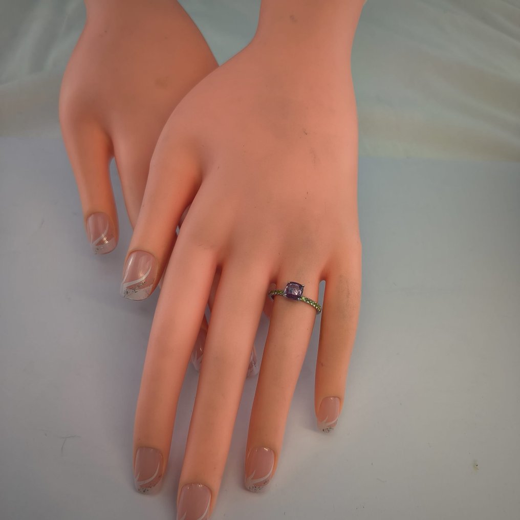 Δαχτυλίδι - 14 καράτια Λευκός χρυσός - 1.30ct. tw. Ζαφείρι - Διαμάντι - AIG Unique Work RS55 Dia #1.0