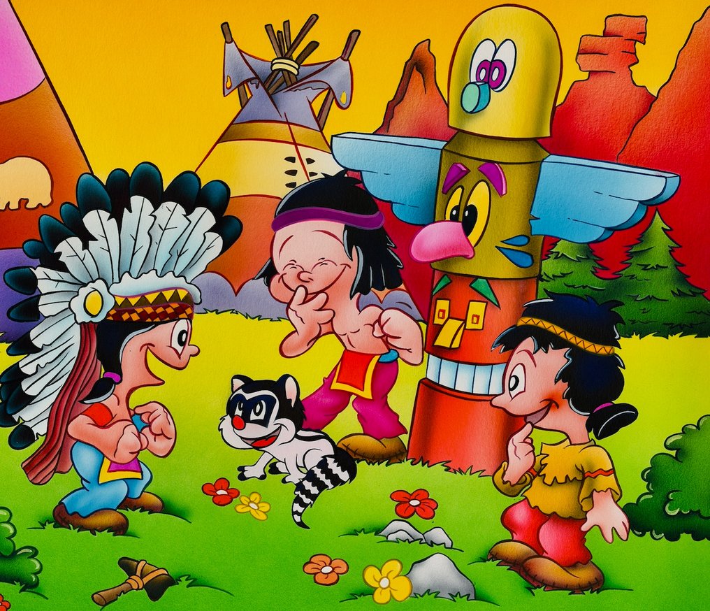 Arend, Dirk - 1 原始彩色画作 + 拼图 - Hiawatha - (jaren 1970) #1.0