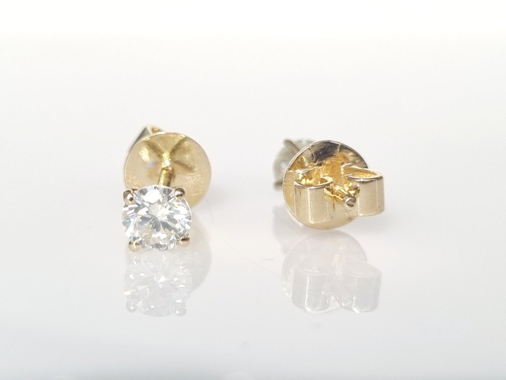 Καρφωτά σκουλαρίκια - 14 καράτια Κίτρινο χρυσό Διαμάντι  (Φυσικό) #2.2