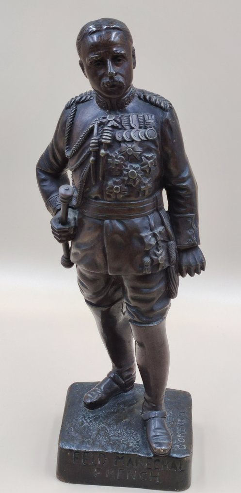 Georges Omerth (act. ca. 1895-1925) - 雕塑, Feld Marechal French - 25 cm - 黄铜色 - 1900 #1.1