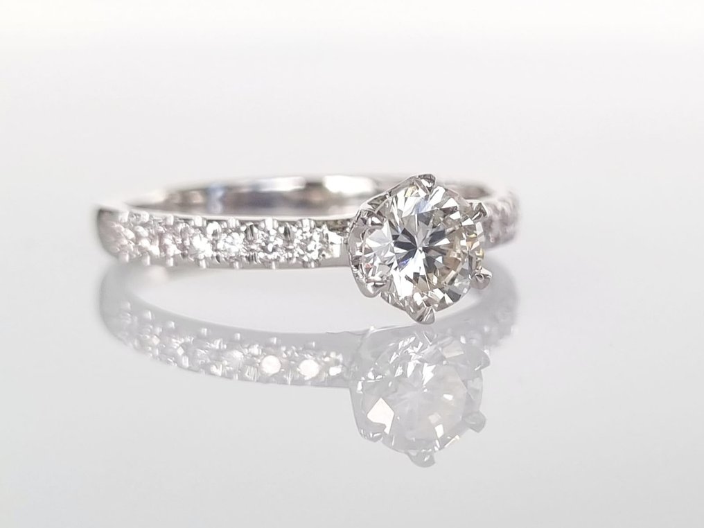 Anel de noivado Ouro branco Diamante  (Natural) #2.1