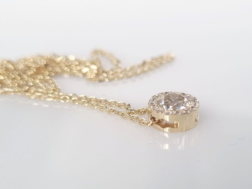 Halsband med hänge Gult guld Diamant  (Natural) - Diamant #2.1