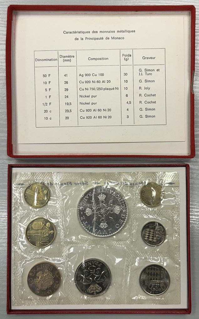 Monaco. Year Set (FDC) 1974 (8 monnaies) Rainier III (Zonder Minimumprijs) #2.1