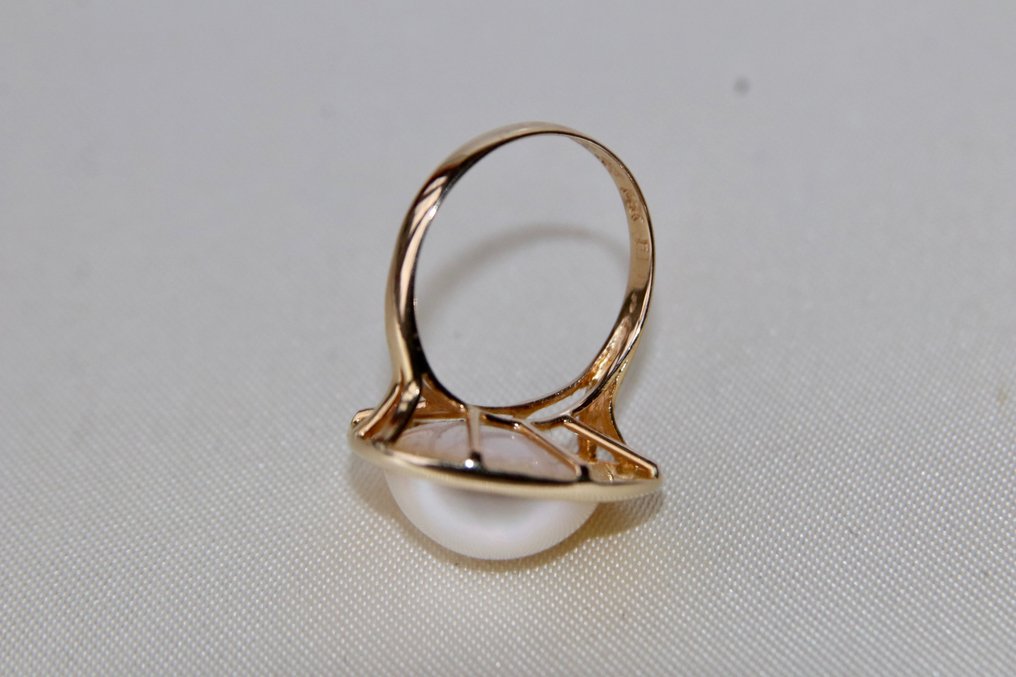 Goldsmith's hallmark high-quality - Ring - 14 kt Gelbgold, Südsee Perle #3.1