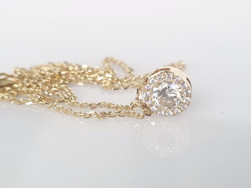 Halskæde med vedhæng Gulguld Diamant  (Natur) - Diamant #3.1