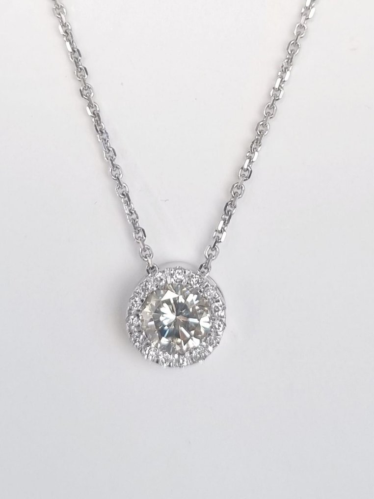 Necklace with pendant White gold Diamond  (Natural) #1.1