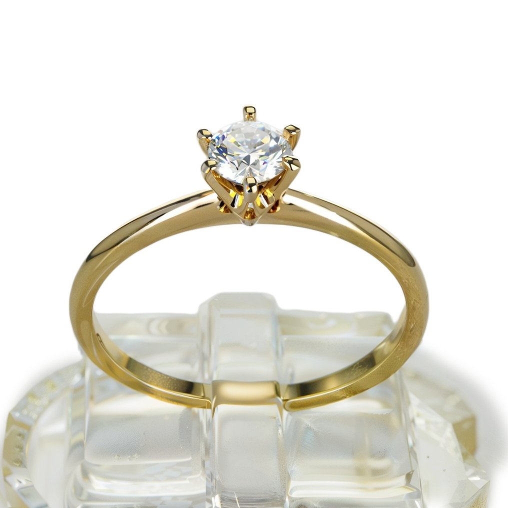 Bague de fiançailles - 14 carats Or jaune - 0.27ct. tw. Diamant (Naturelle) #2.1