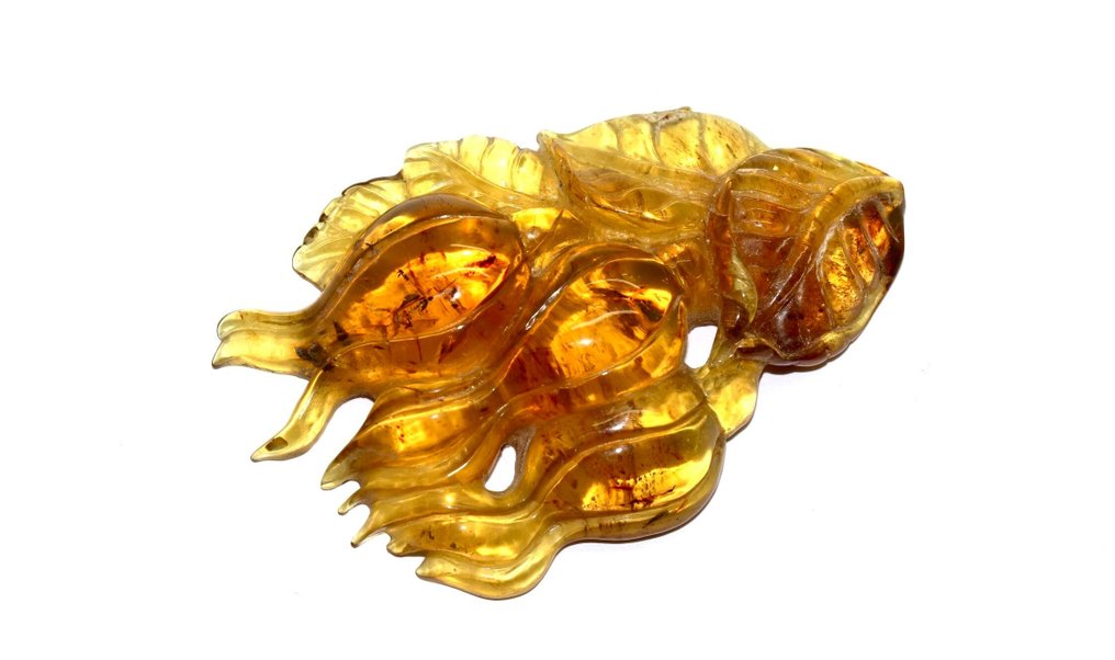Fossiele Amber bloemen beeldje - Barnsteen #2.2