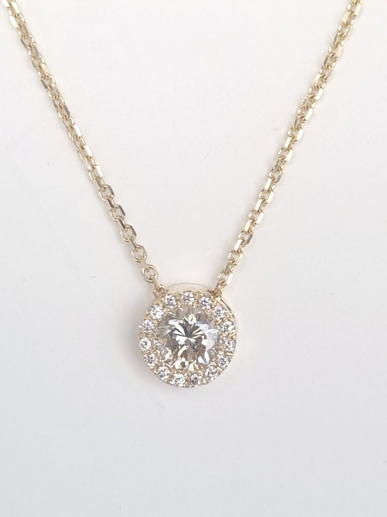 Halskette mit Anhänger Gelbgold Diamant  (Natürlich) - Diamant #1.1