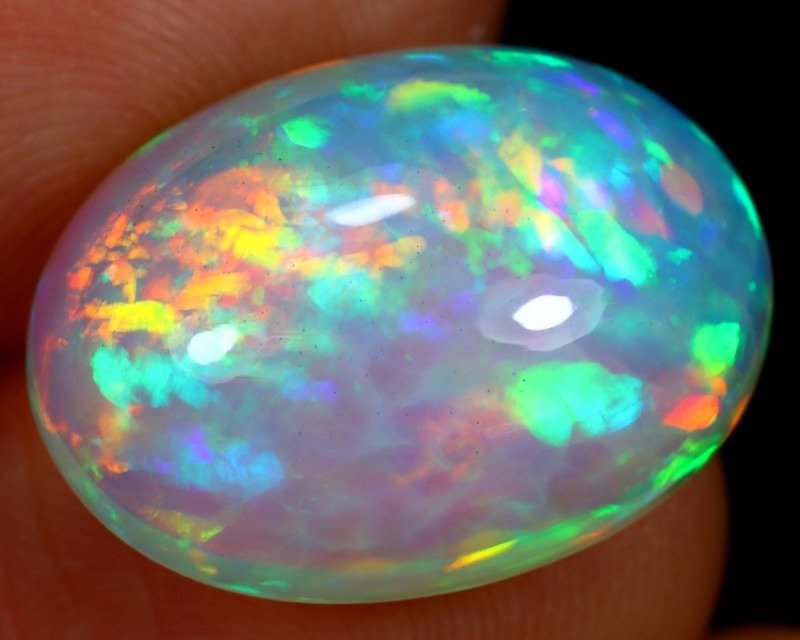 10.25ct Extremely Bright Blue Ethiopian Crystal Welo Opal 5/5 Fire Gorgeous Pattern RARE! Cabochon - Height: 18.8 mm - Width: 13.7 mm- 2.05 g #2.2