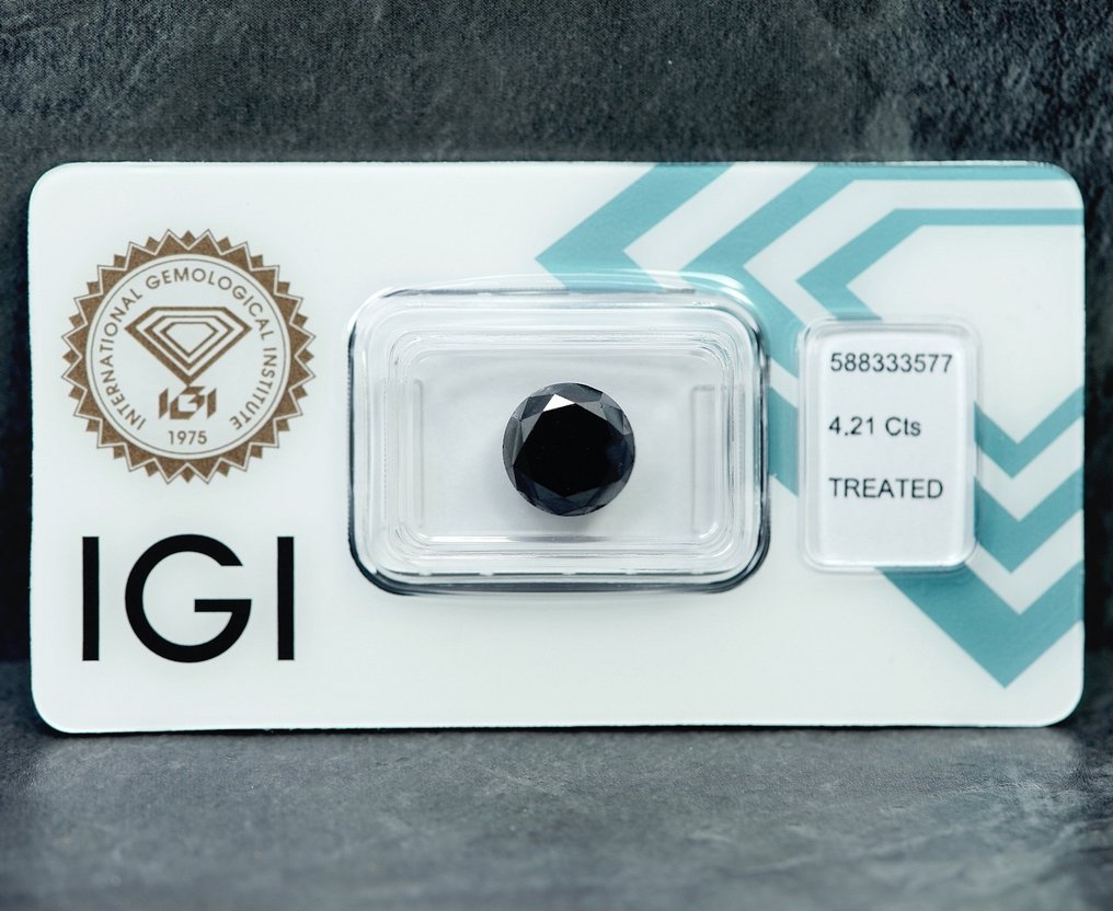 1 pcs Diamant (Färgbehandlad) - 4.21 ct - Ej specificerat i labbrapport - International Gemological Institute (IGI) #1.0