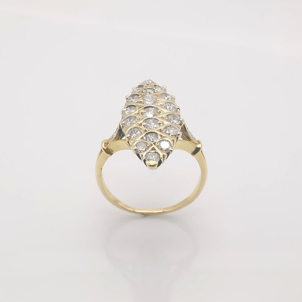 戒指 - 18K包金 黄金 -  1.48ct. tw. 钻石  (天然色彩的) #1.2