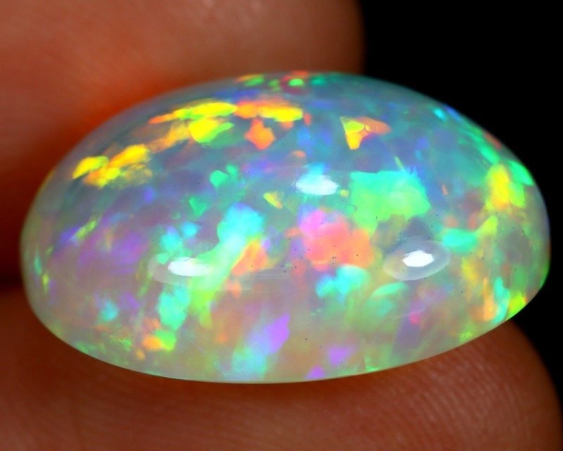 10.25ct Extremely Bright Blue Ethiopian Crystal Welo Opal 5/5 Fire Gorgeous Pattern RARE! Cabochon - Height: 18.8 mm - Width: 13.7 mm- 2.05 g #3.1
