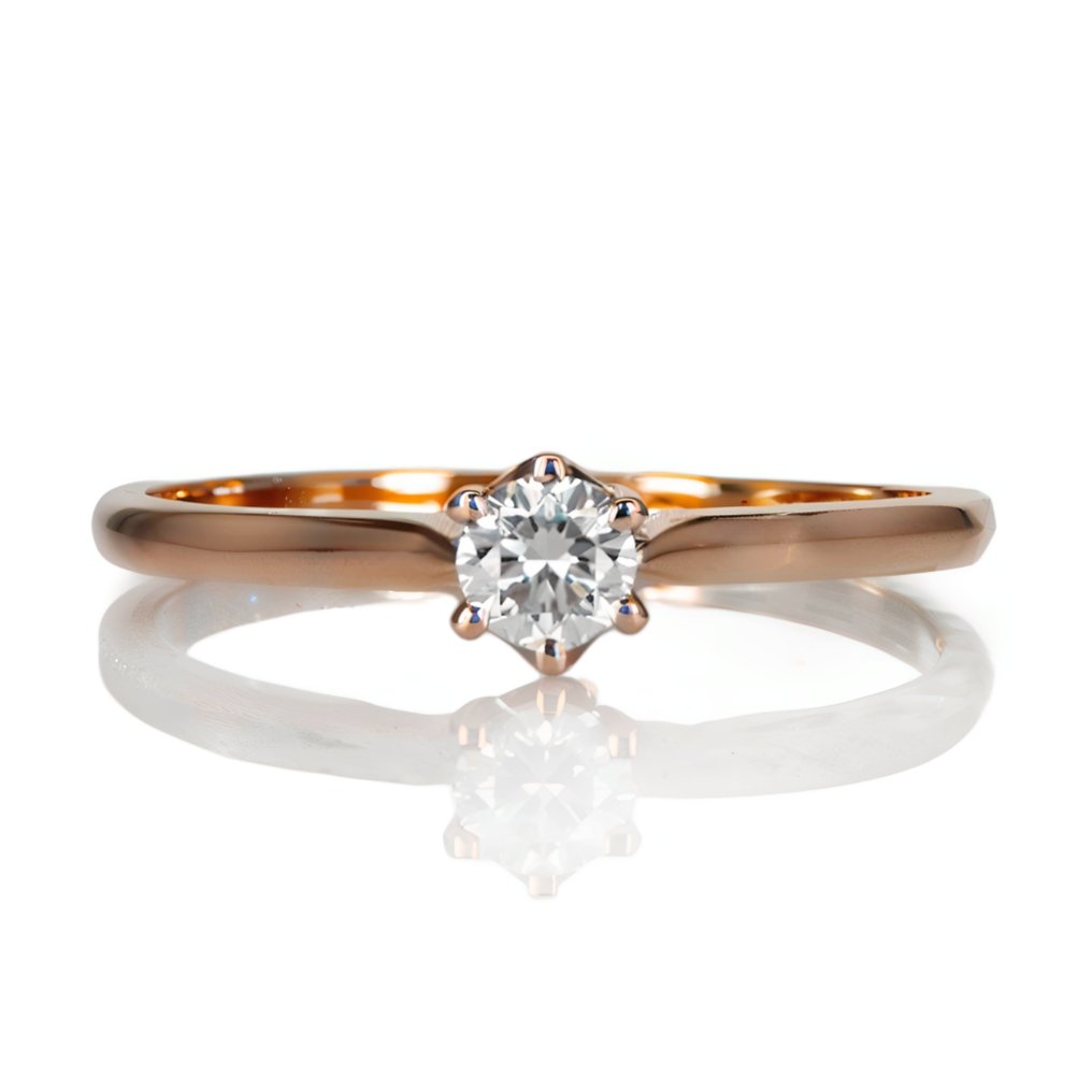 Engagement ring - 14 kt. Rose gold -  0.23ct. tw. Diamond  (Natural) #1.2