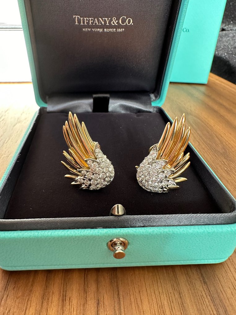 Tiffany & Co. - Øredobber Gull, Platina Diamant  #3.2