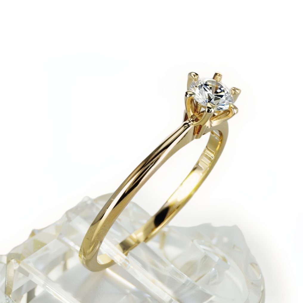 Bague de fiançailles - 14 carats Or jaune - 0.27ct. tw. Diamant (Naturelle) #4.3