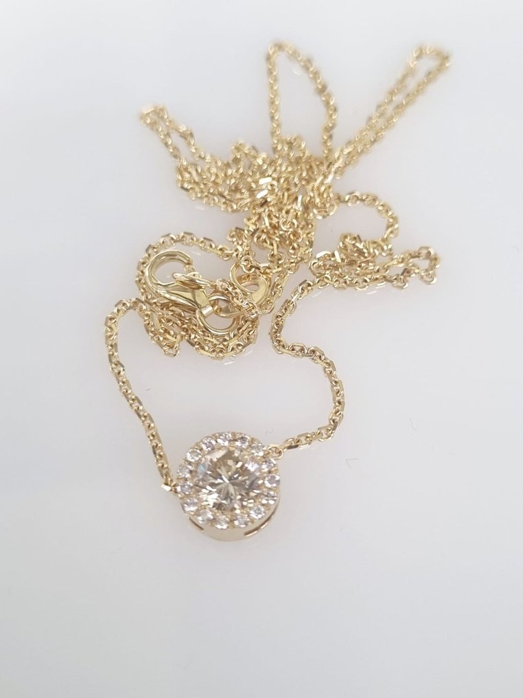 Halskette mit Anhänger Gelbgold Diamant  (Natürlich) - Diamant #1.2