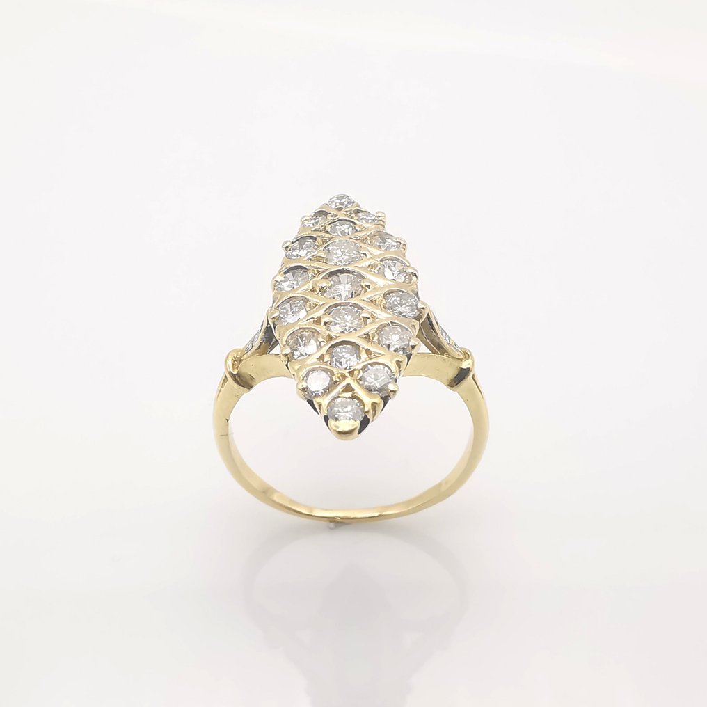 戒指 - 18K包金 黄金 -  1.48ct. tw. 钻石  (天然色彩的) #2.1
