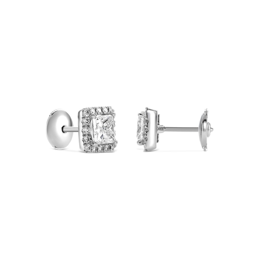 小型钉状耳环 - 18K包金 白金 -  1.80ct. tw. 钻石  (天然) - 钻石 #1.2