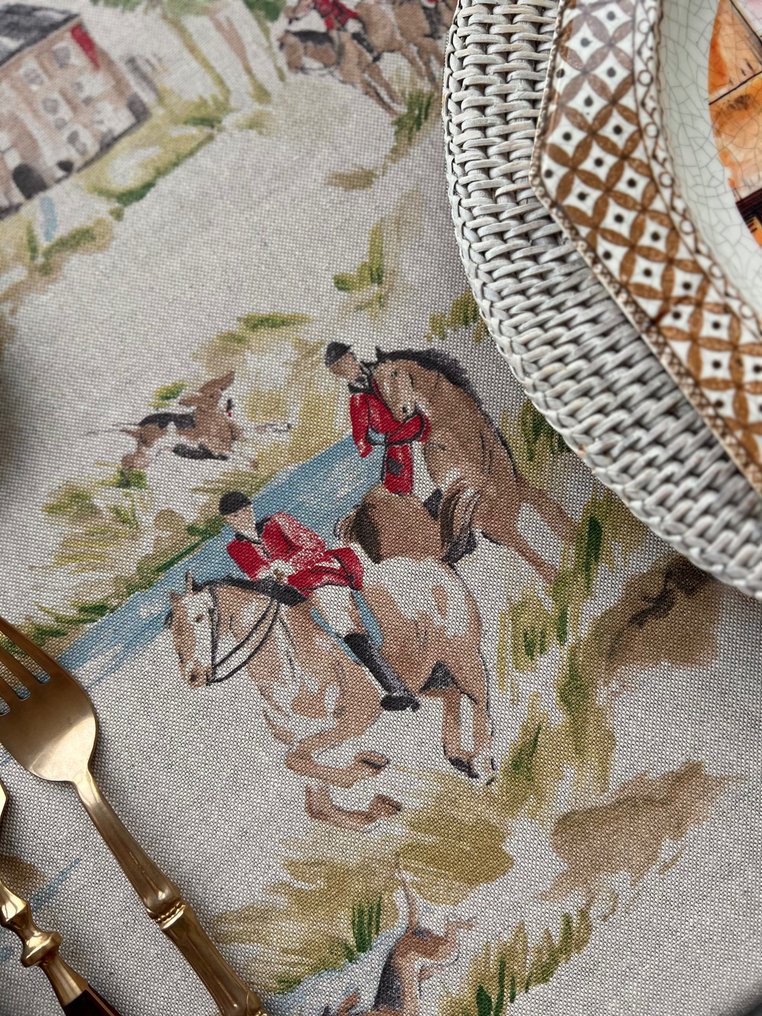 Caceria toile de jouy 桌布，六张配套的亚麻餐巾。 2.70×1.60 - 桌布 (7)  - 270 cm - 180 cm #2.1