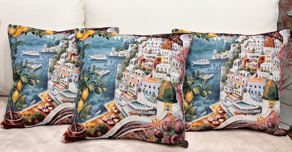 3 grandi cuscini fatti a mano in Italia - Positano - Cuscino #1.1