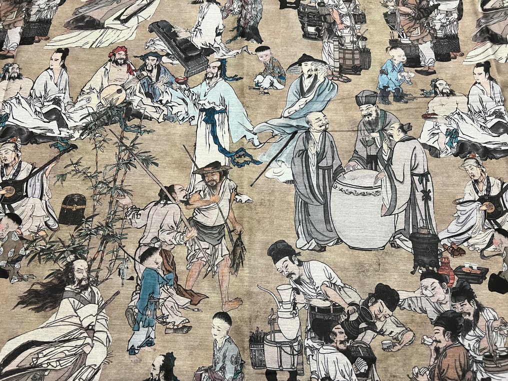 Rzadka i wyrafinowana tkanina bawełniana - klasyczny motyw orientalny - - Tkanina obiciowa  - 300 cm - 280 cm #2.1