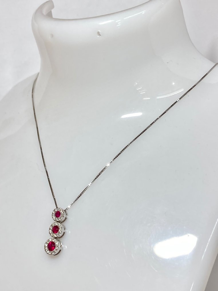 DD Gioielli - 衣领项链 白金 钻石 - 红宝石 #2.1