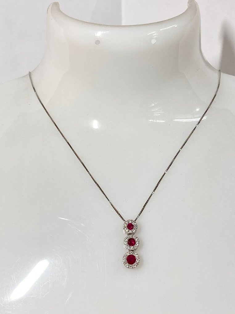DD Gioielli - 衣领项链 白金 钻石 - 红宝石 #2.1