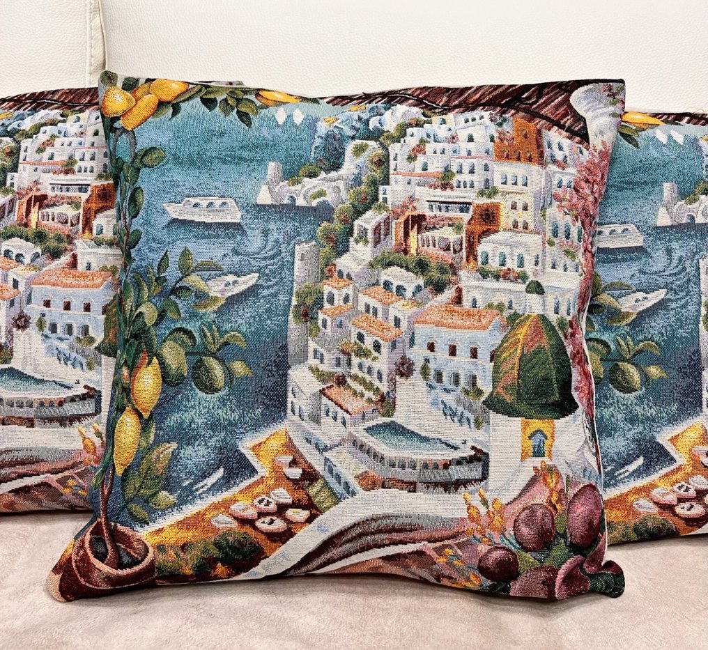 3 grandi cuscini fatti a mano in Italia - Positano - Cuscino #2.1