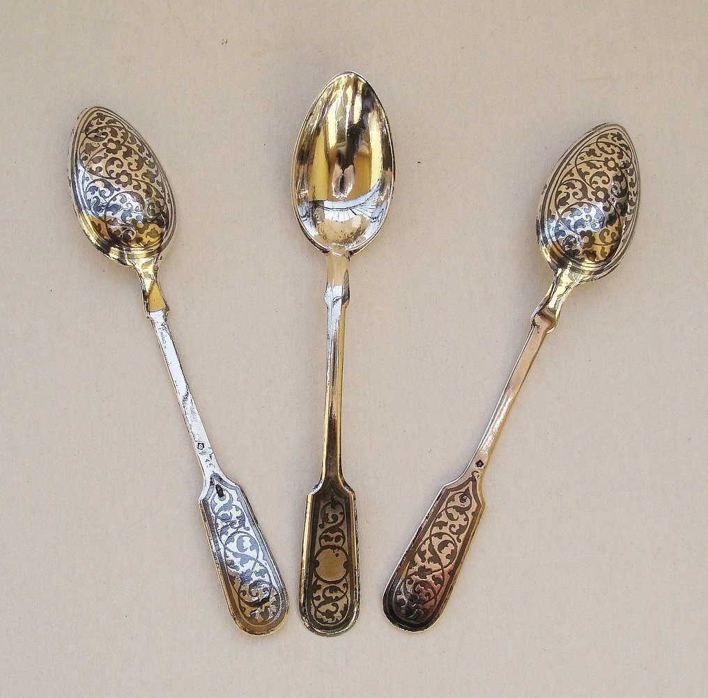 Russian Silver - Cucharilla (3) - Decoración de niello – Moscú #1.0