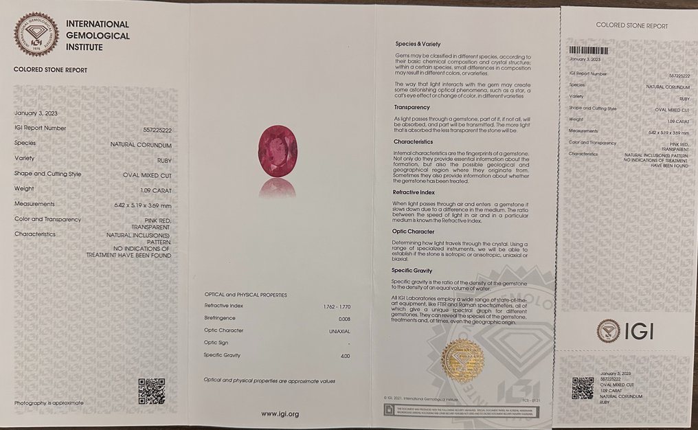 Anel - 14 K Ouro branco -  1.50ct. tw. Rubi - Diamante - Nenhum relatório Heat Ruby 2IGI #2.2