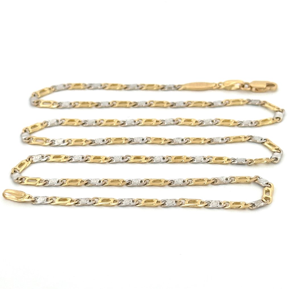 Solid Chain 18 Kt Gold - 10,20 gr - 50 cm - Colier - 18 ct. Aur alb, Aur galben #1.2
