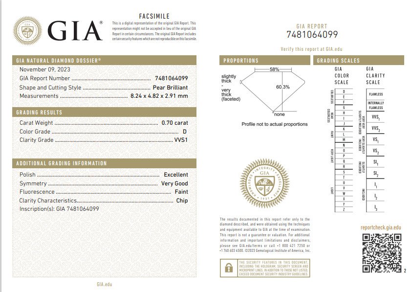GIA Certificate - .88 total ct of natural diamonds - Halskæde Hvidguld Diamant  (Natur) - Diamant #2.1